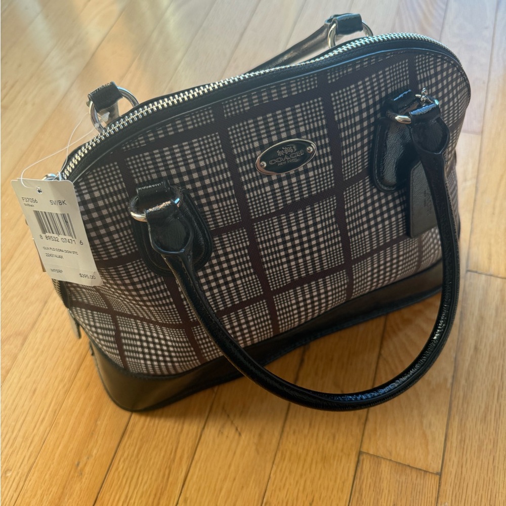 NWT Coach Black and White Checkered Handbag